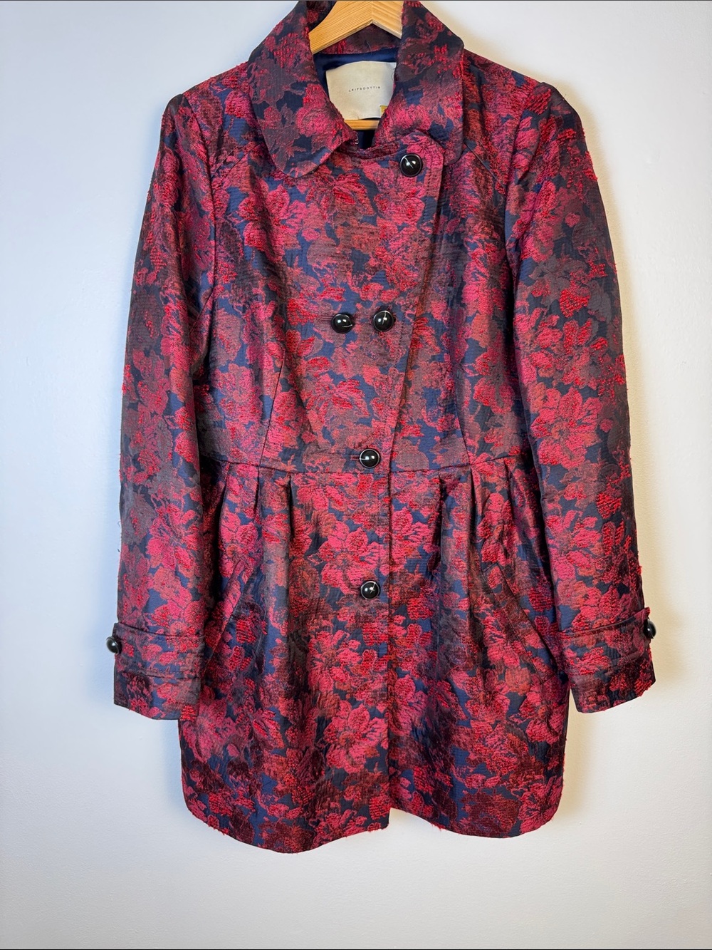 Anthropologie Leifsdottir Berta Brocade Floral Double Breasted Jacket Coat Sz 8